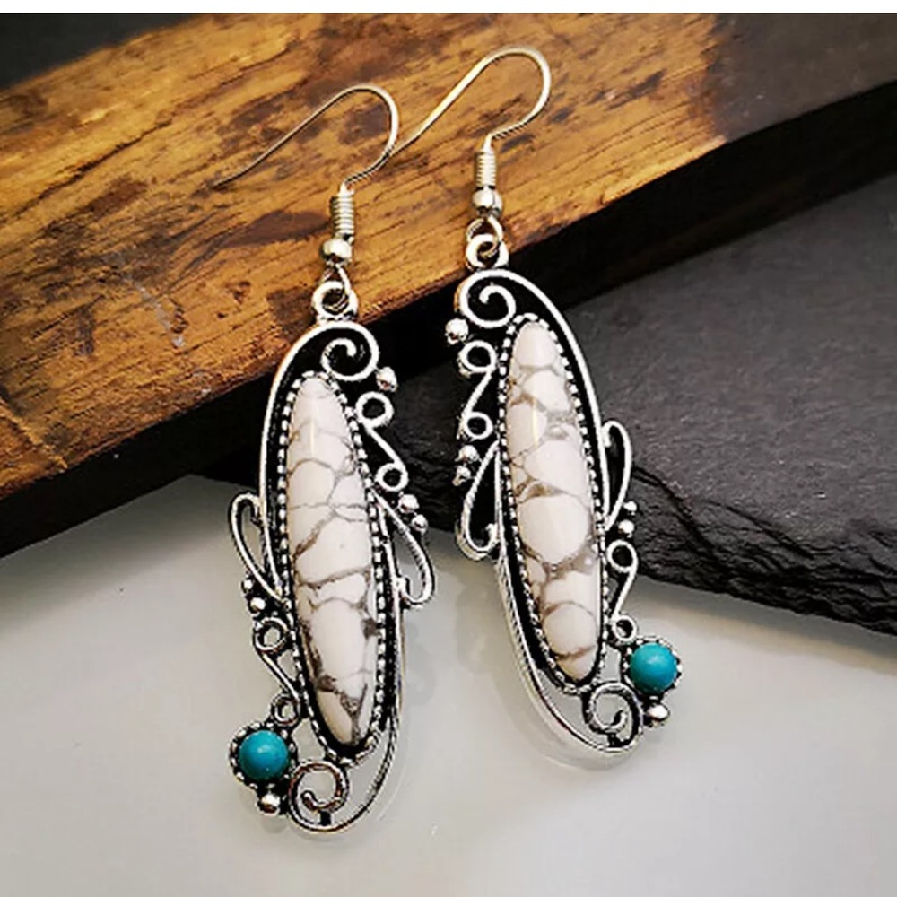 Gorgeous Boho Drop Earrings 925 Silver Tourmaline - Picture 4 of 5